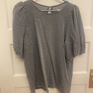 Madewell Blue Floral Jacquard Puff Sleeve Tee - Size XL